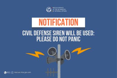 Notification: civil defense siren will be used at Hnaberd Secondary School in Ararat province